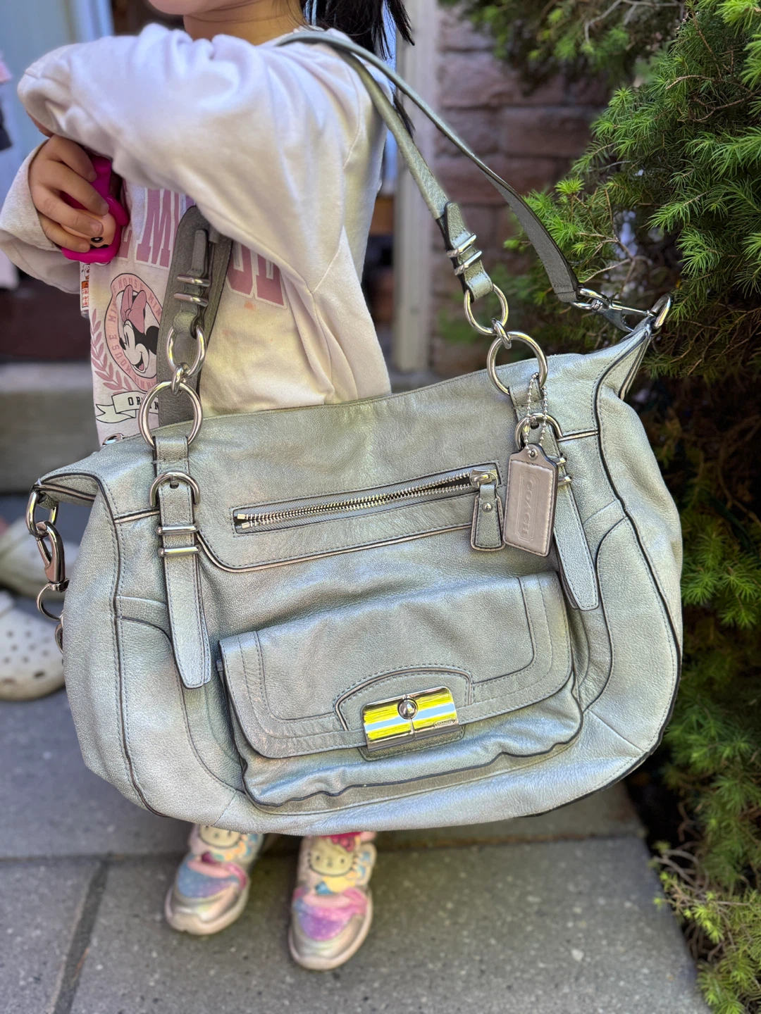 Coach Grey Leather Shoulder Bag