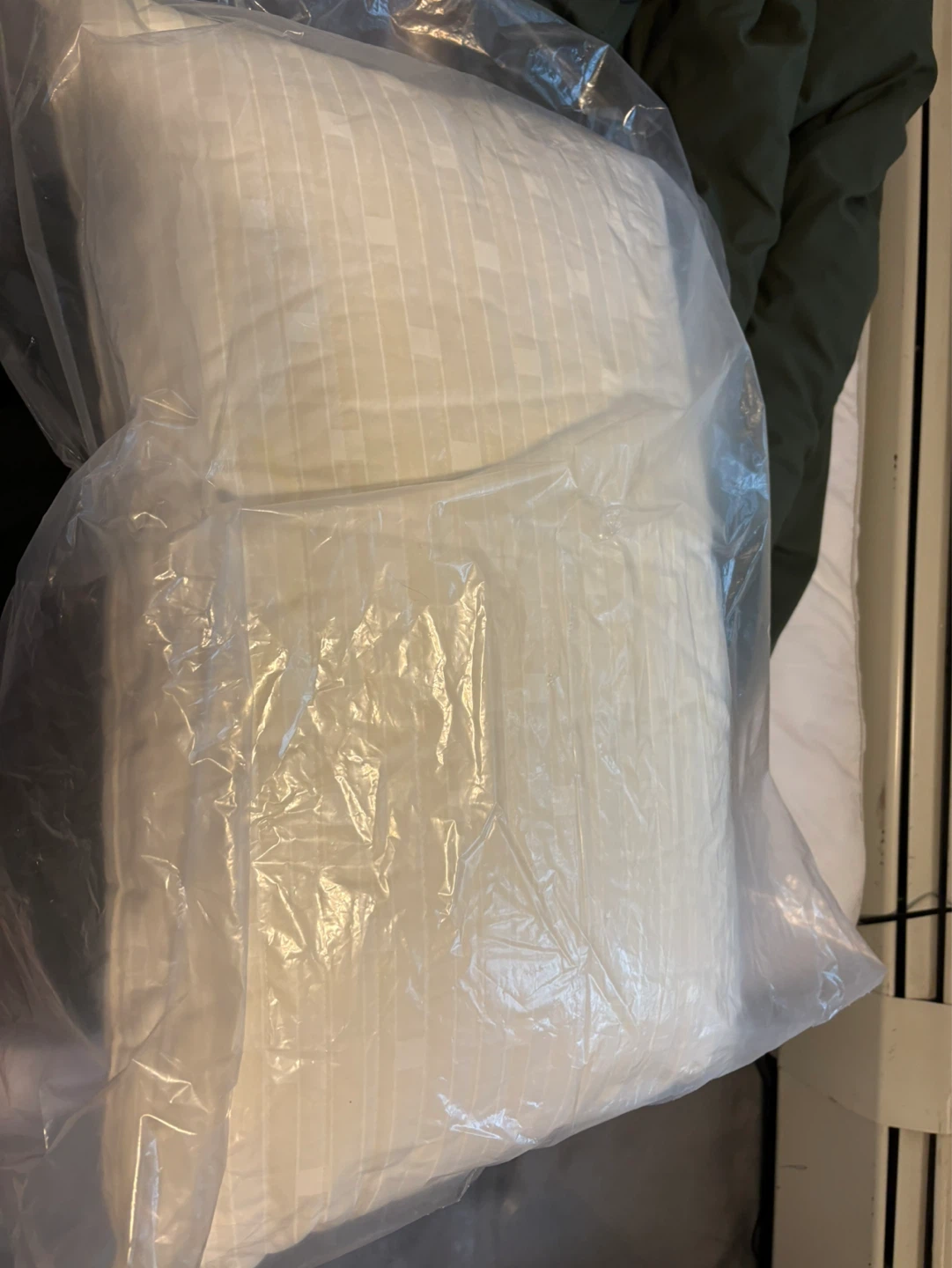 White Striped Cotton Pillow
