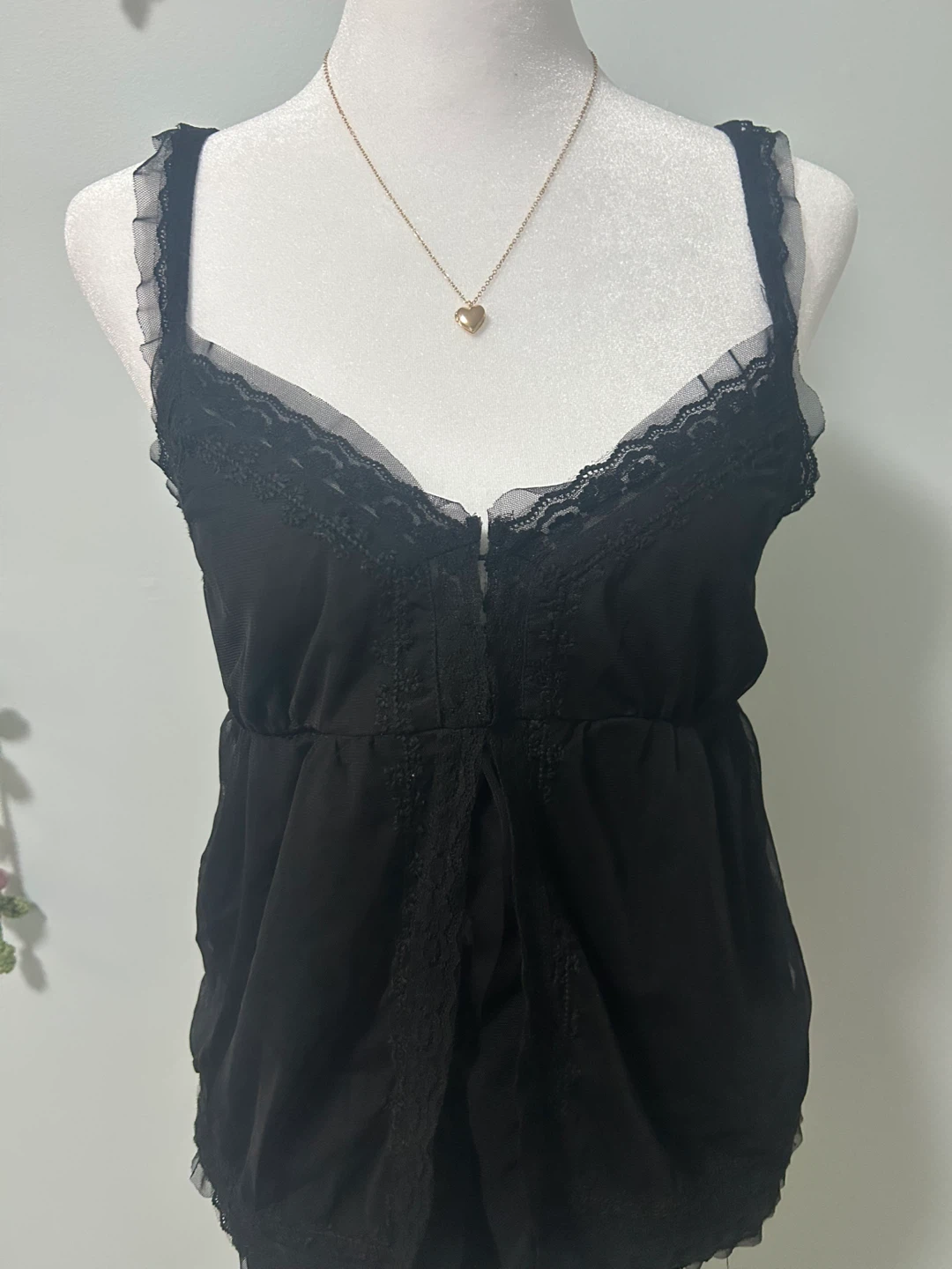 Zara Basic Black Lace Trim Camisole - photo 2