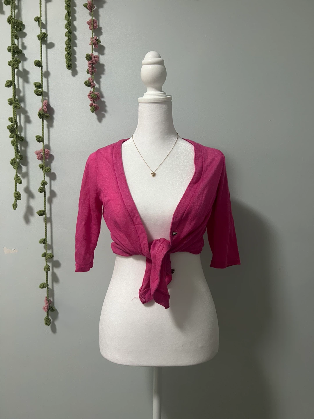 Pink Cropped Cardigan