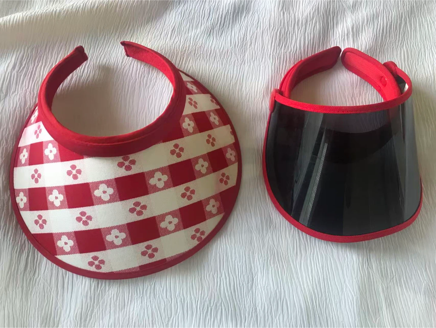 Red and White Gingham Sun Visor