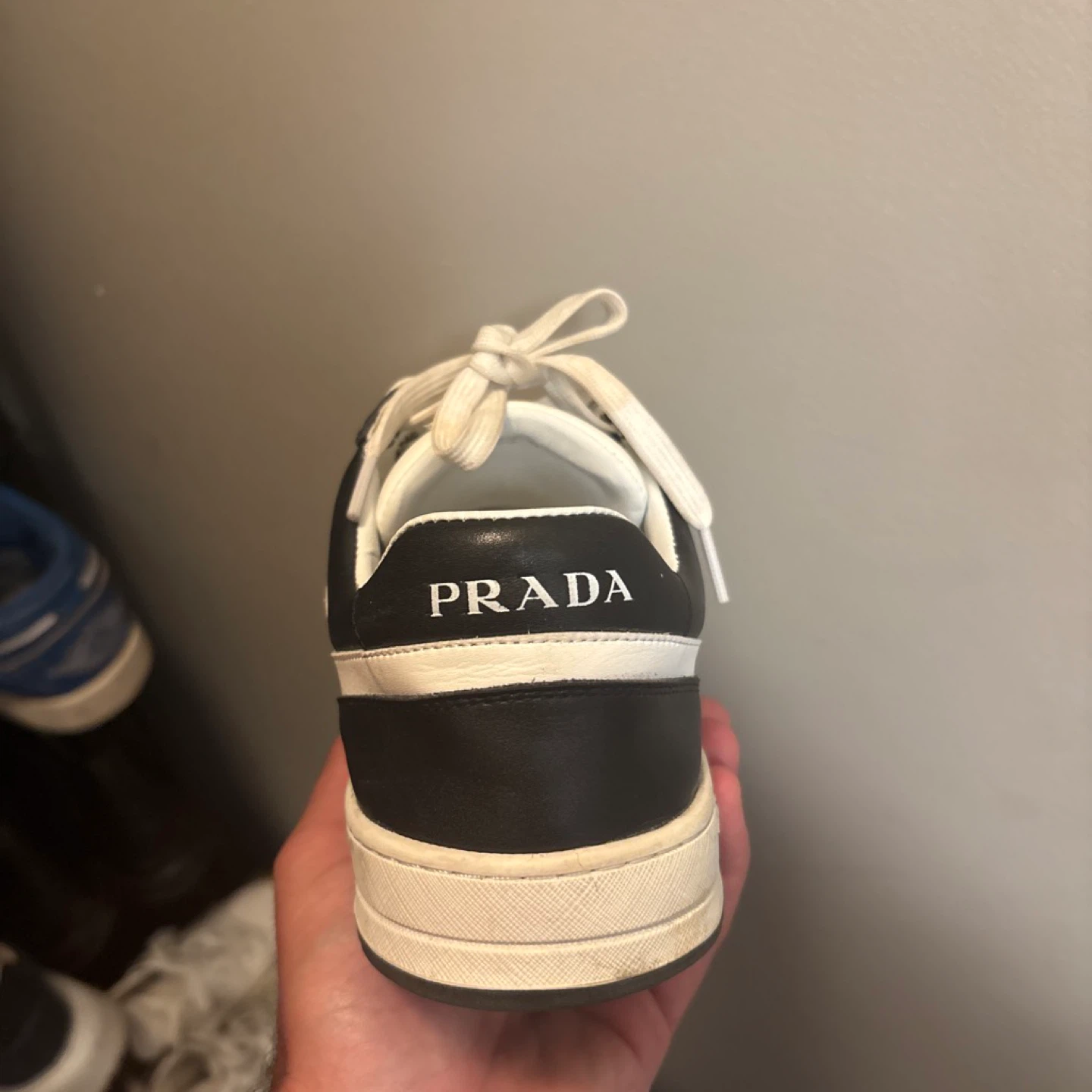 Prada Black and White Leather Sneakers - photo 2