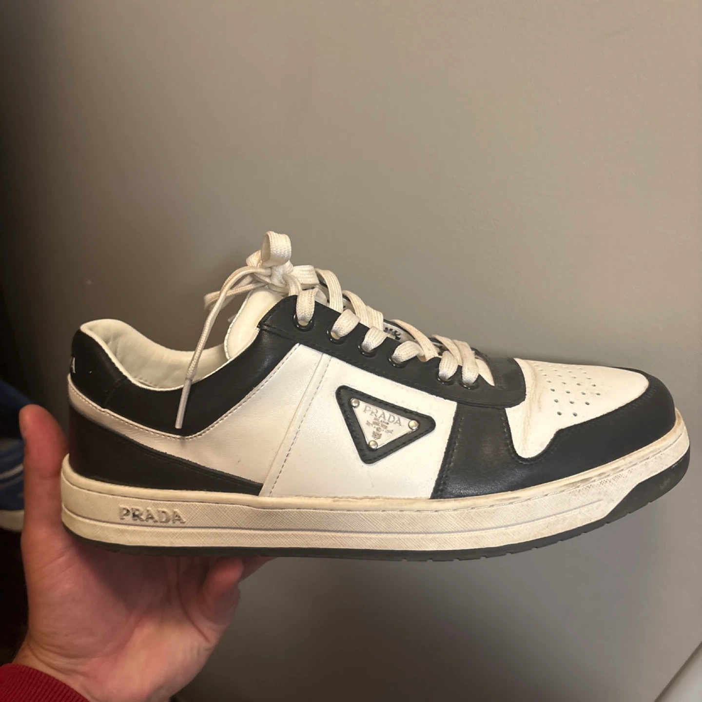 Prada Black and White Leather Sneakers