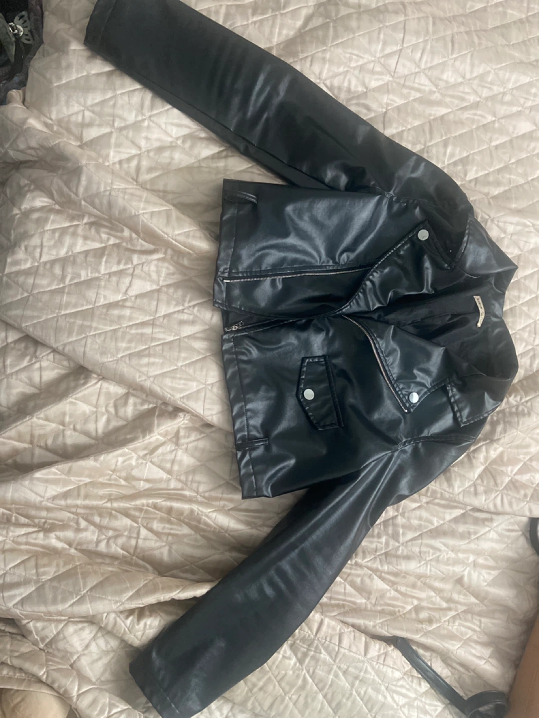 Black Faux Leather Moto Jacket