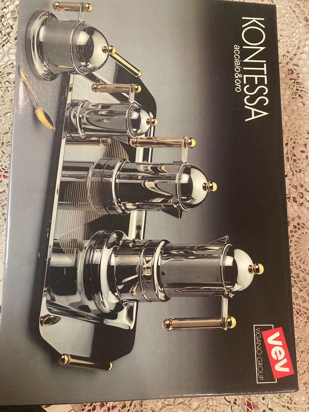Vev Kontessa Stainless Steel & Gold Coffee Set