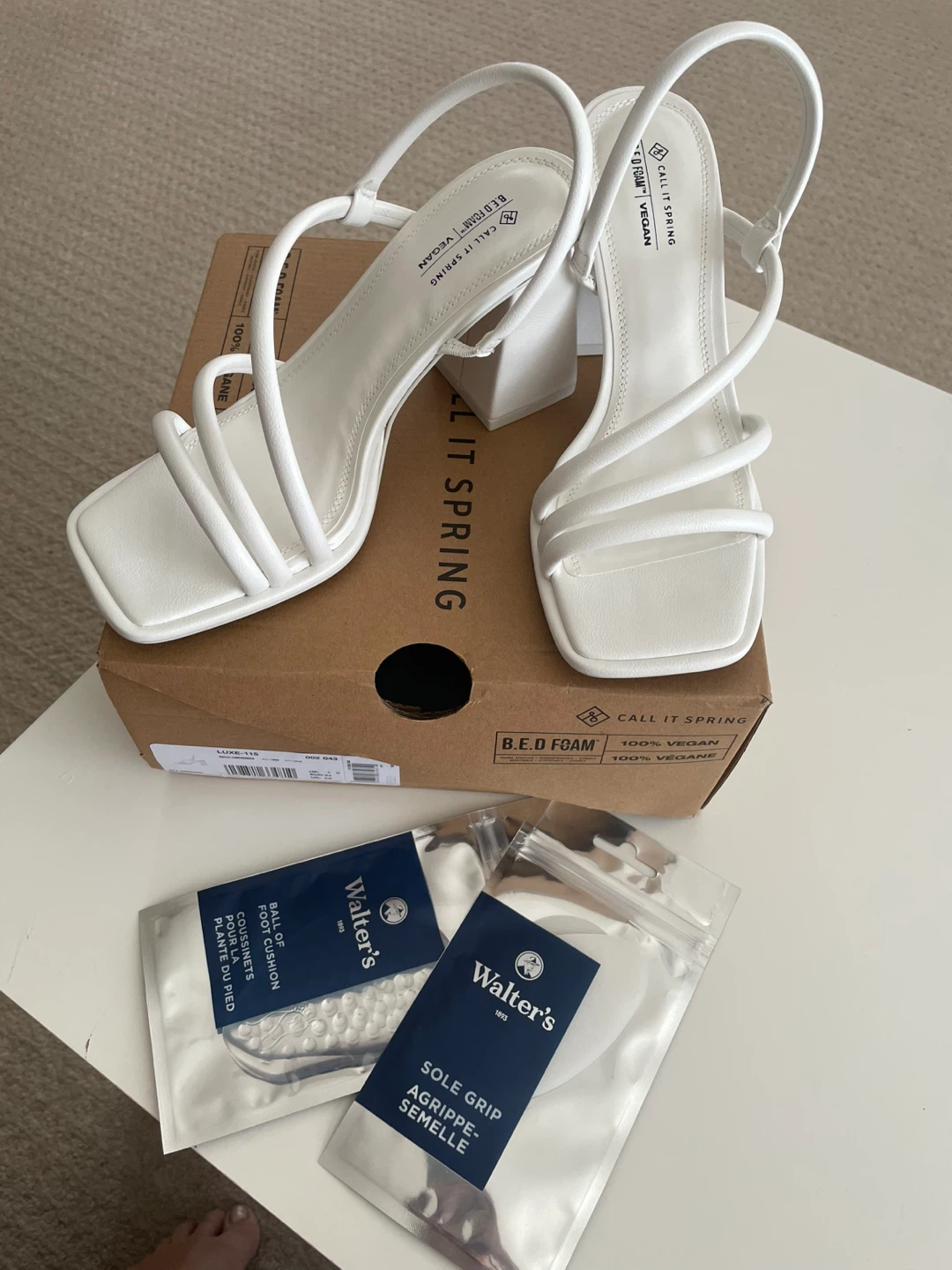 Call It Spring White Strappy Block Heel Sandals US 7