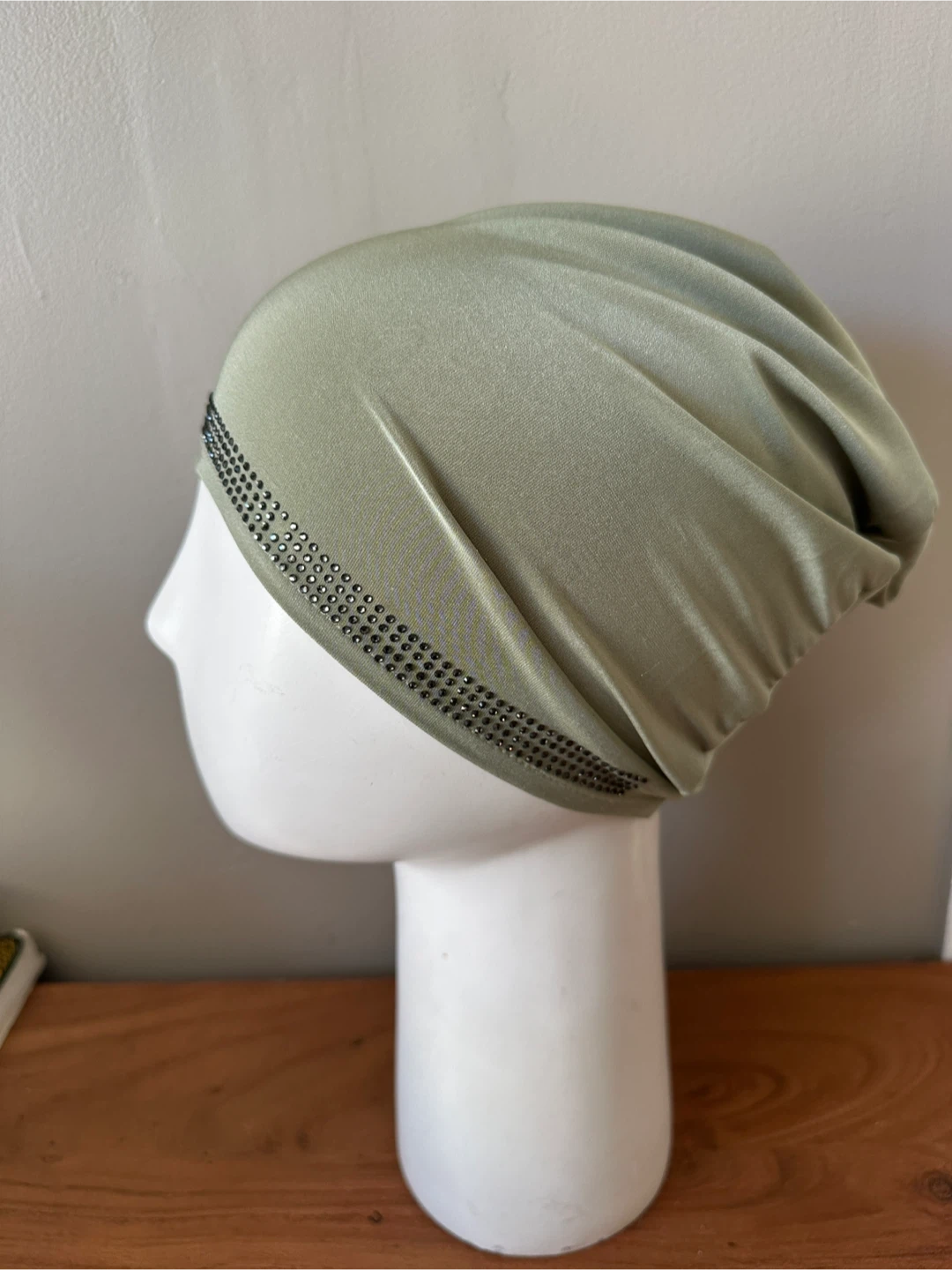 Light Green Beanie with Rhinestone Trim - photo 2