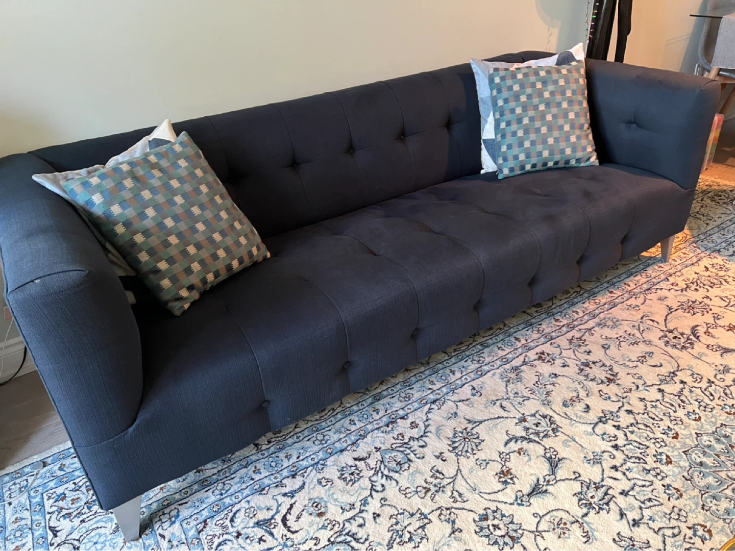 Dark Blue Tufted Sofa