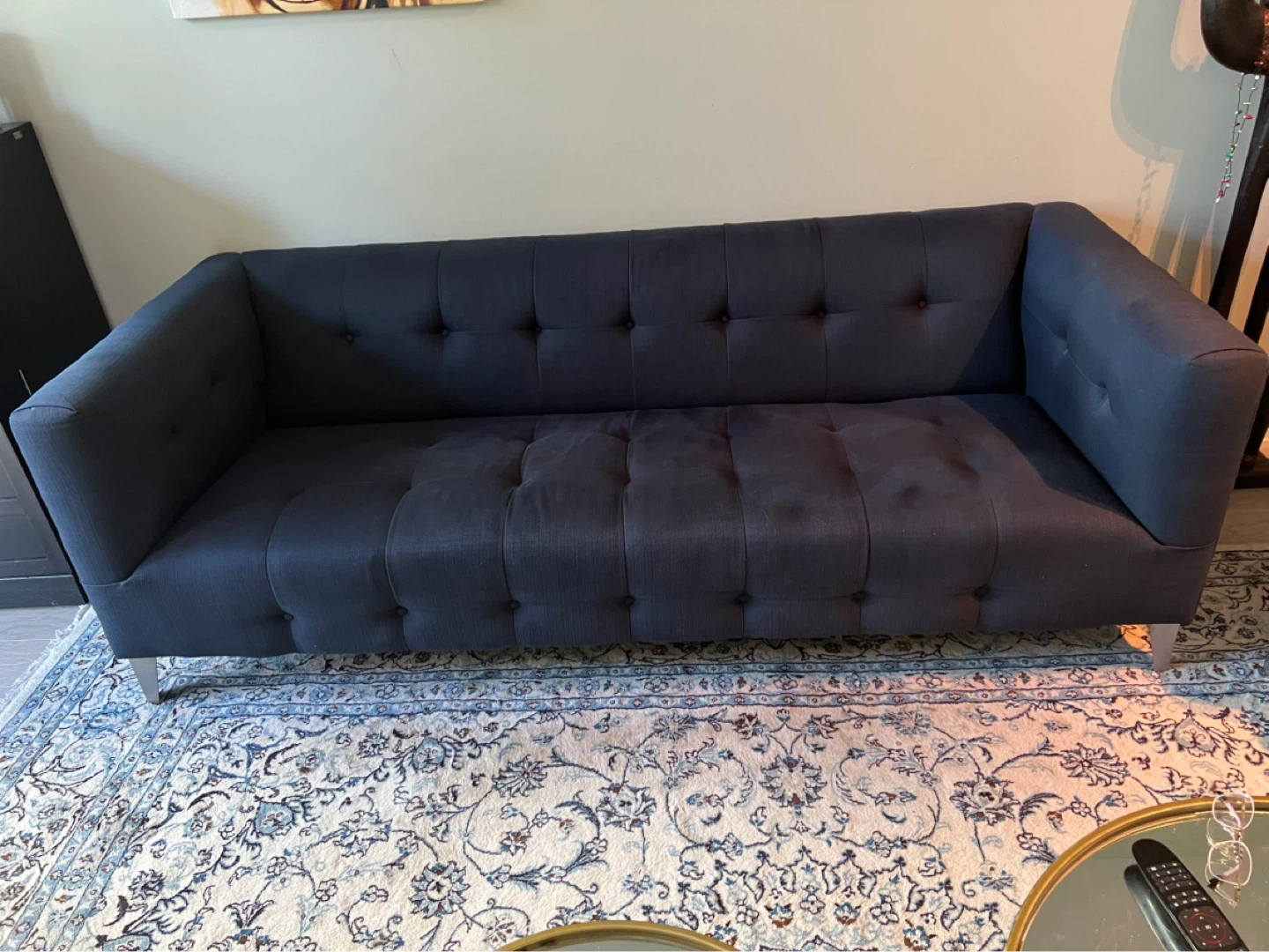 Dark Blue Tufted Sofa - photo 3