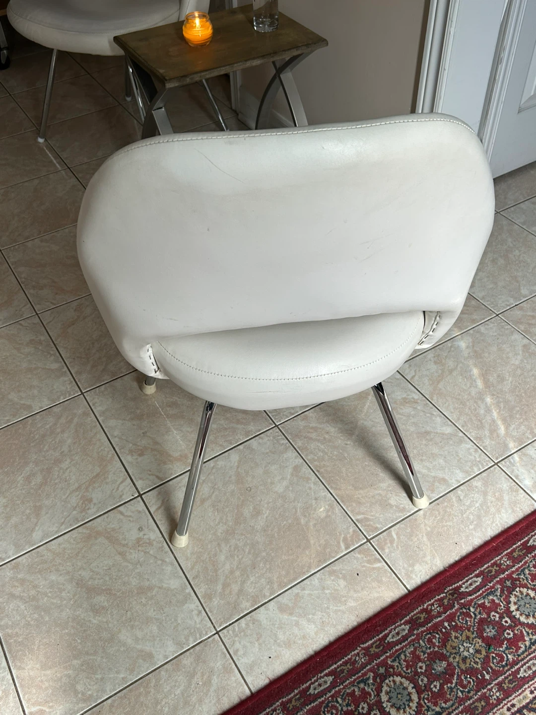 2-White Accent Chairs with Chrome Legs - photo 3