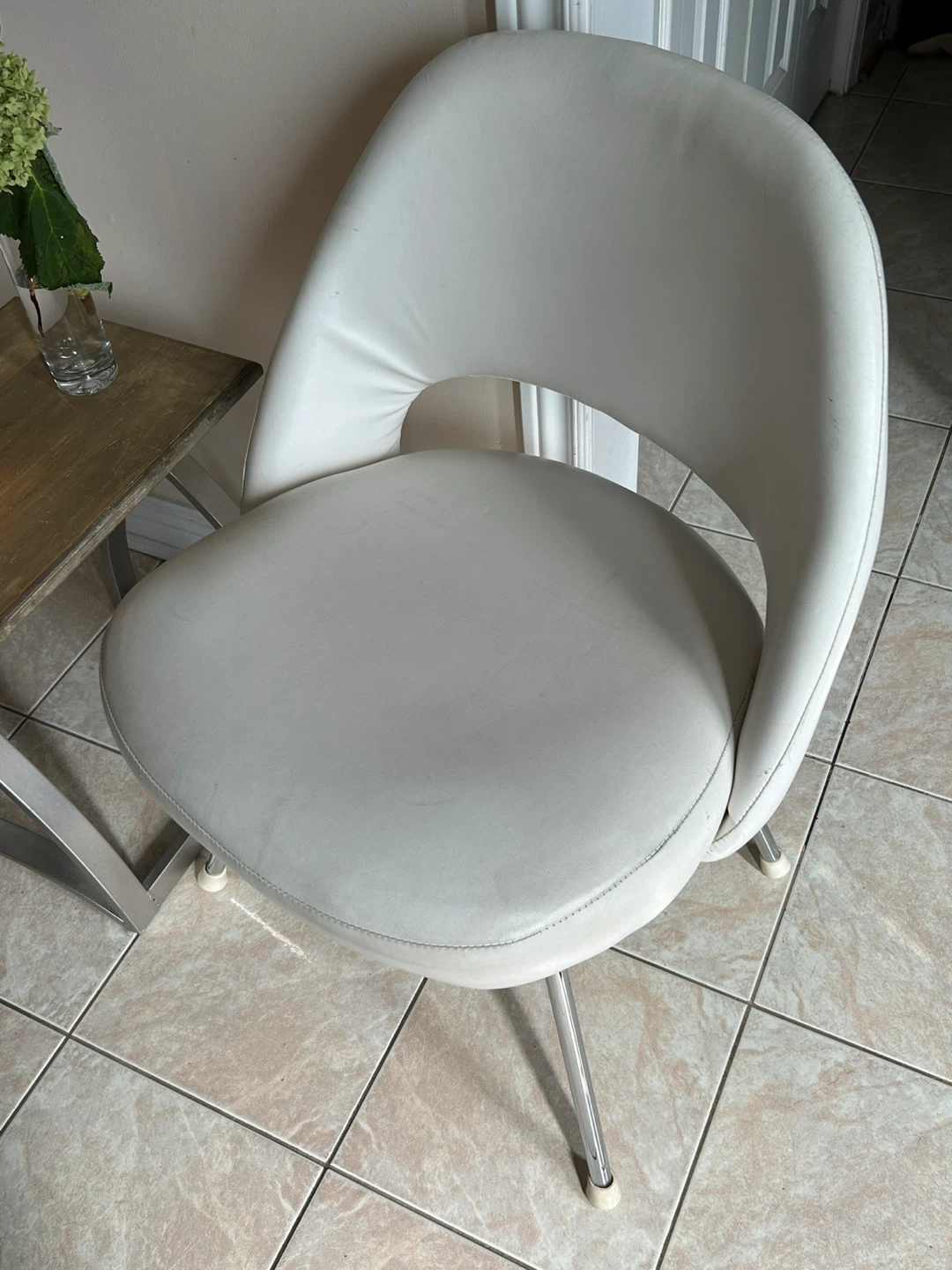 2-White Accent Chairs with Chrome Legs - photo 2