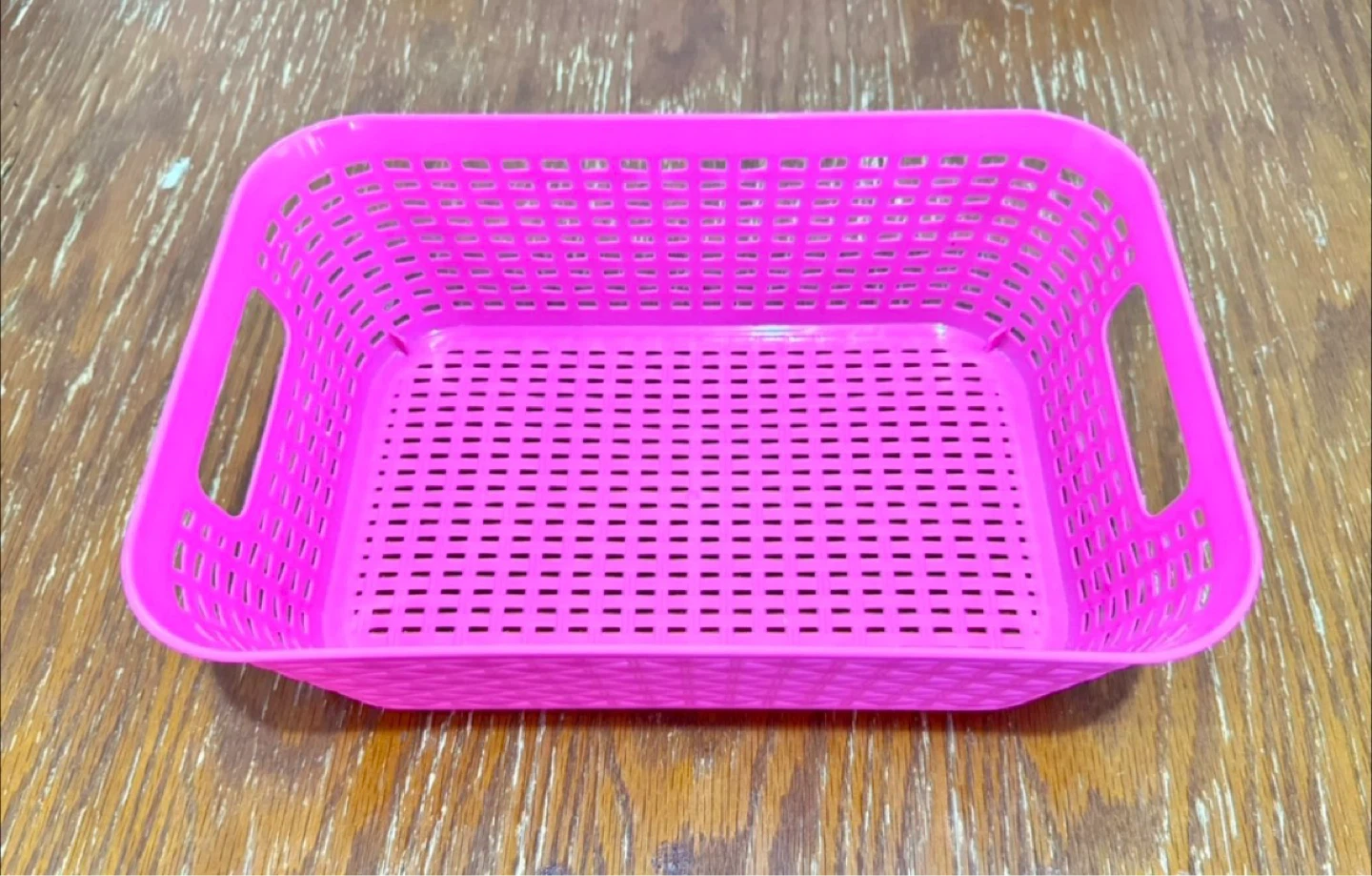 Pink Plastic Basket with Handles