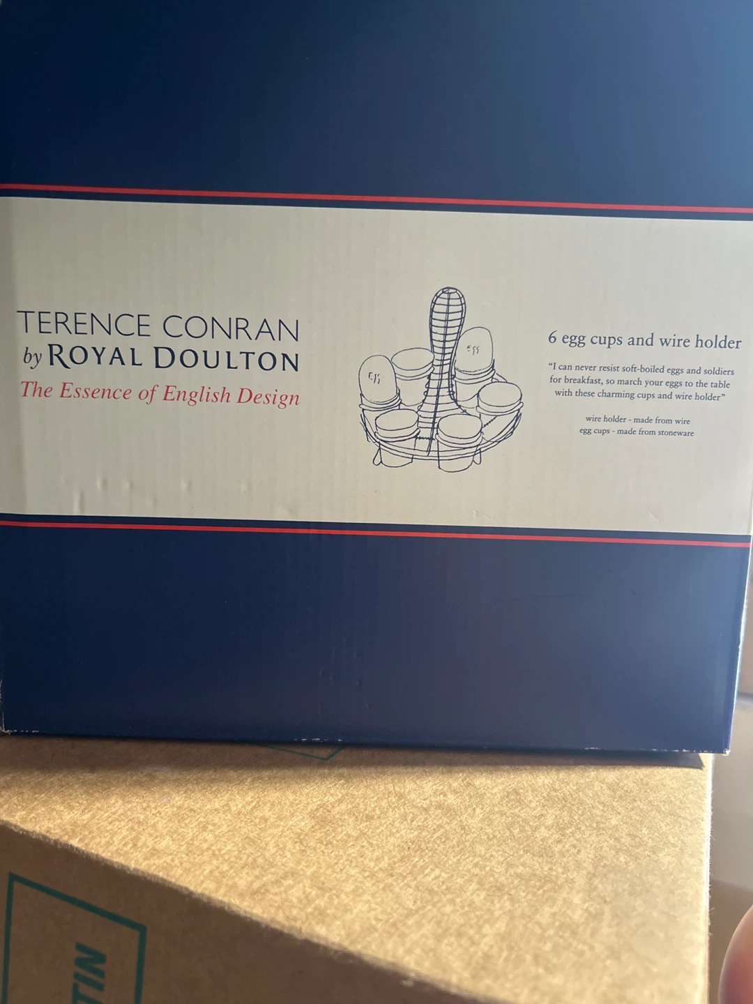 Royal Doulton Terence Conran 6 Egg Cups and Wire Holder
