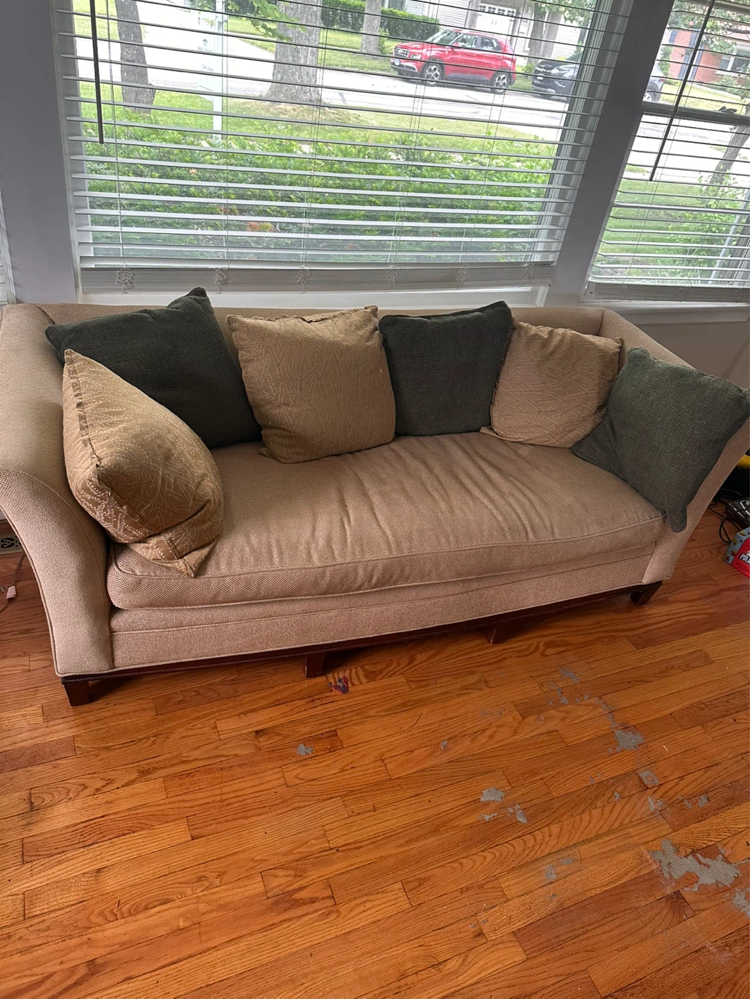 Tan Upholstered Sofa with Accent Pillows - photo 5