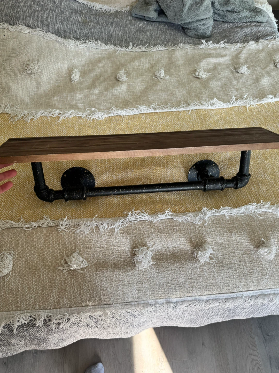 Wood and Metal Pipe Shelf