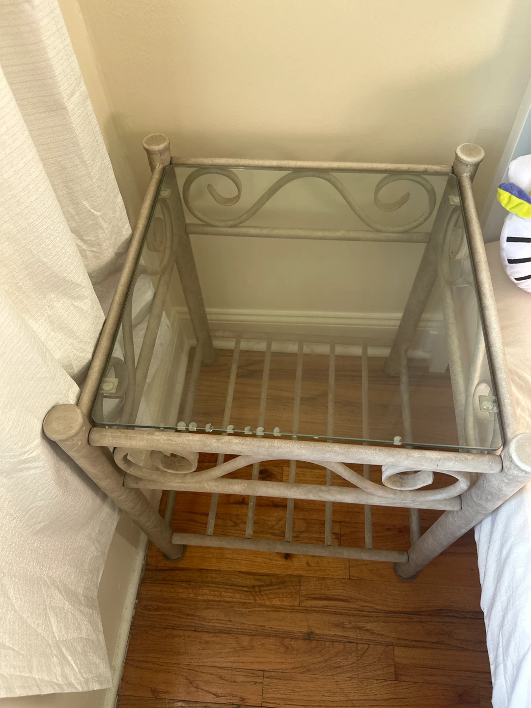 Vintage Metal & Glass Side Table - photo 2