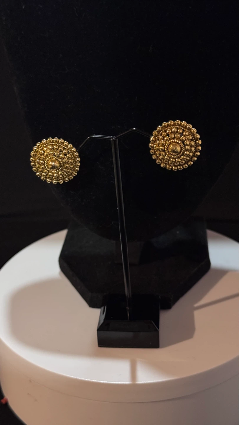 Gold plated Beaded Choker Necklace and Earrings Set - photo 3