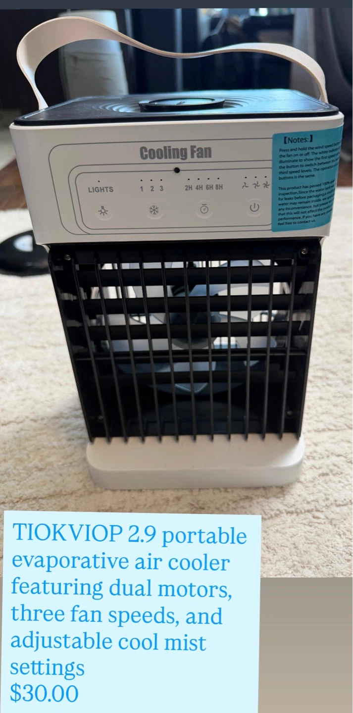 TIOKVIOP 2.9 Portable Evaporative Air Cooler