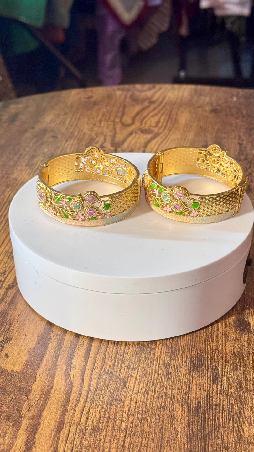 Gold Bangles with Enamel and Gemstones - photo 3