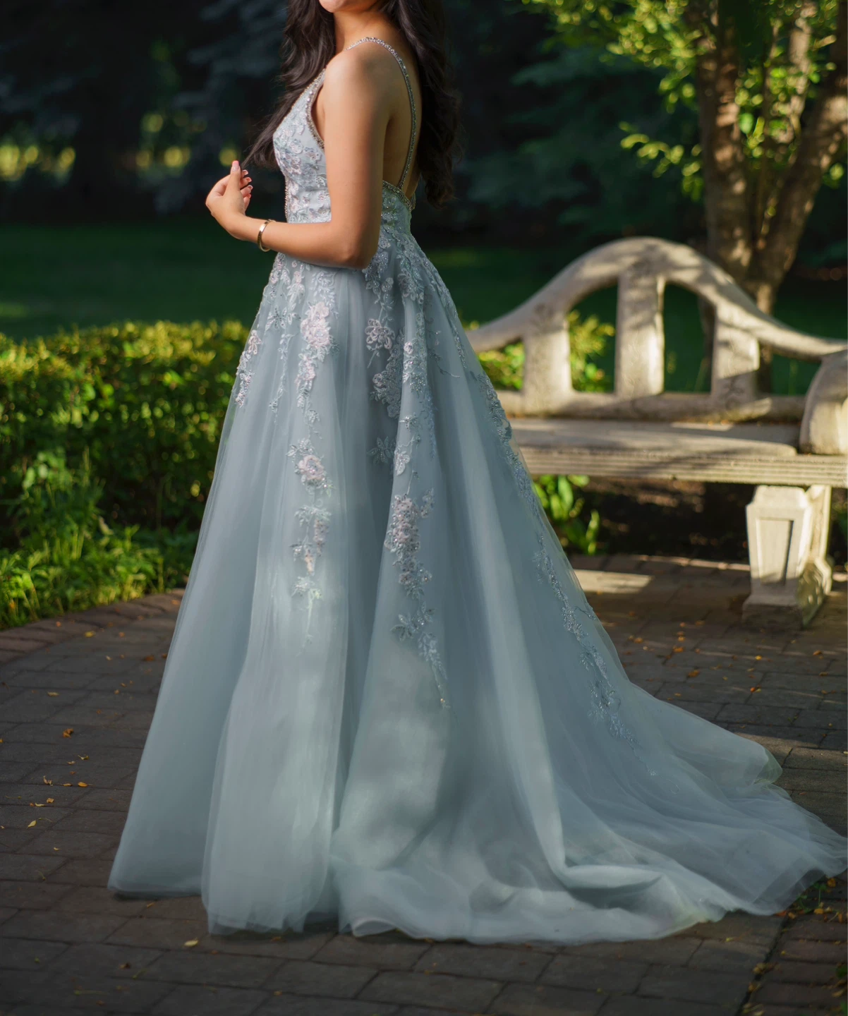 Light Blue Floral Ball Gown - photo 4