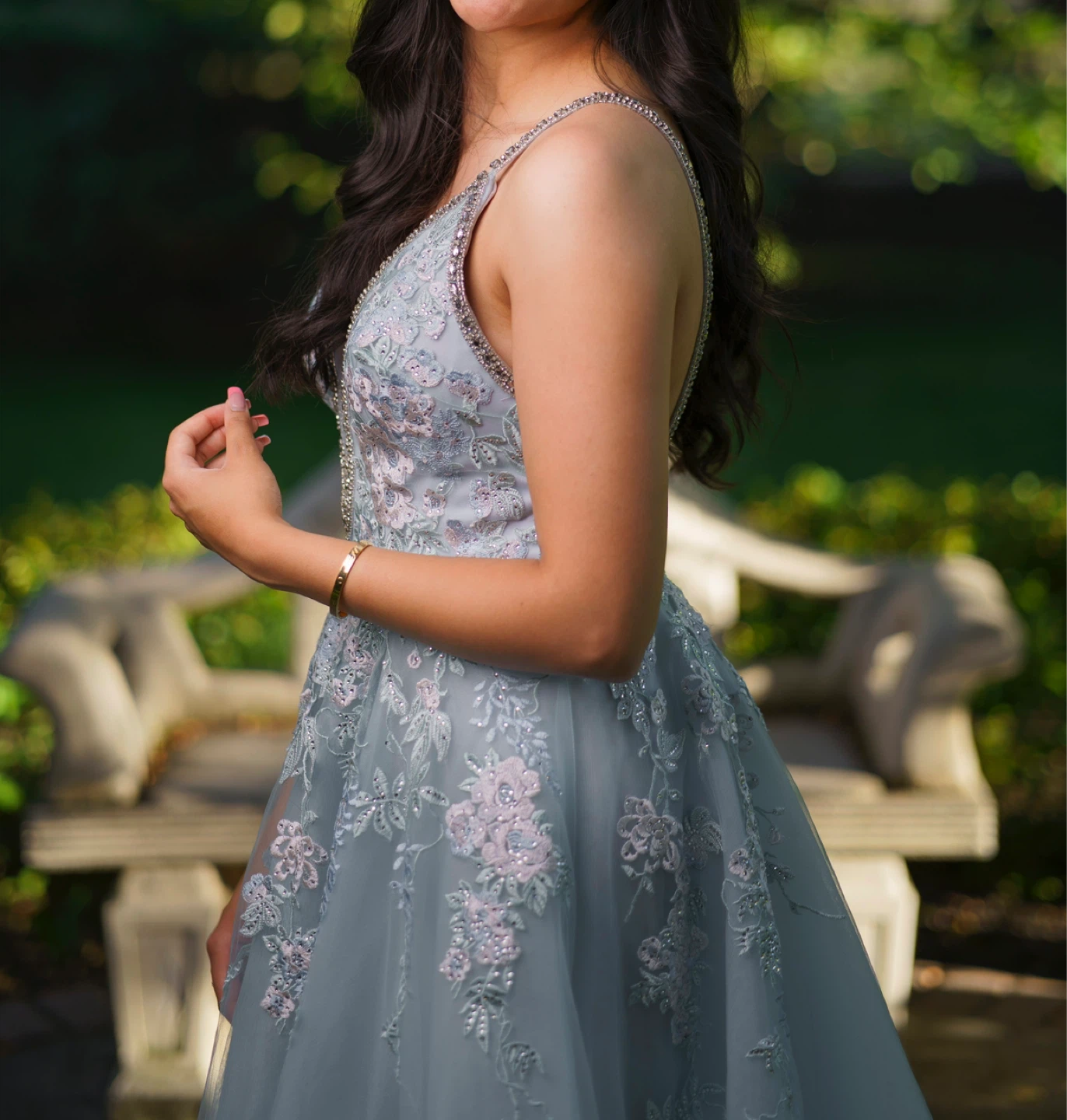 Light Blue Floral Ball Gown - photo 3