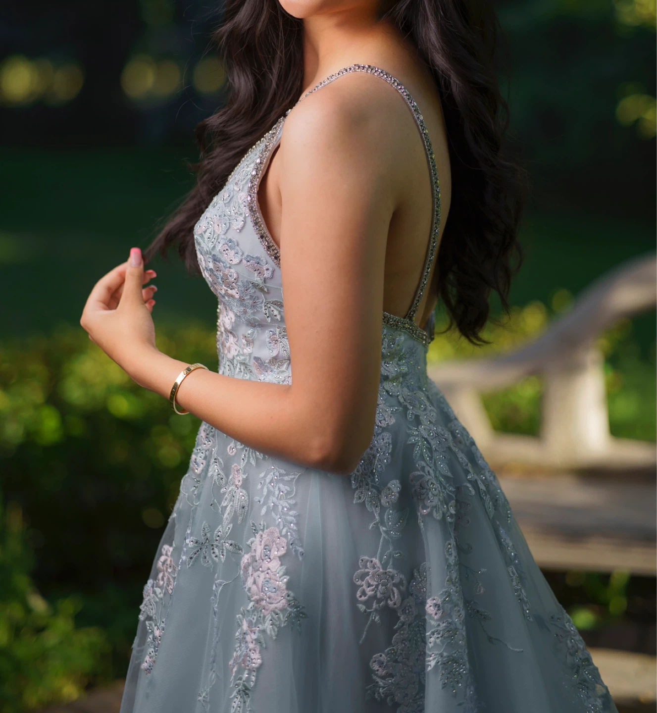 Light Blue Floral Ball Gown - photo 5