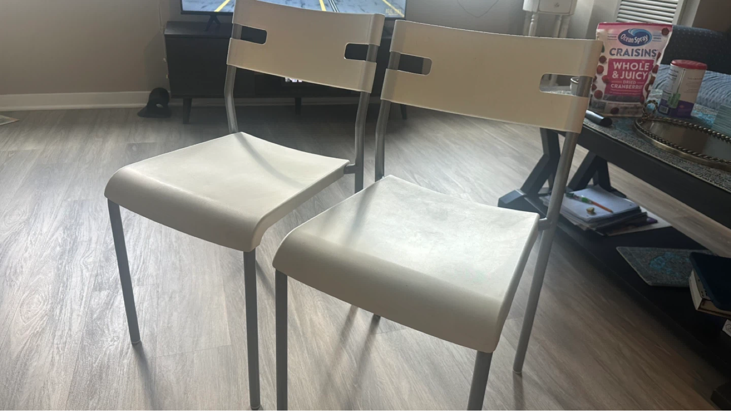 Set of 2 White Stools – Moving Sale