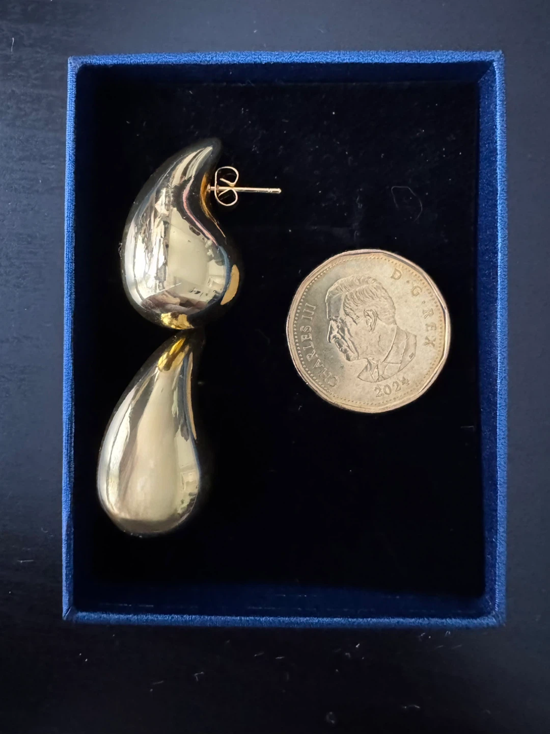 Chunky Teardrop Earrings - Gold Tone - photo 2