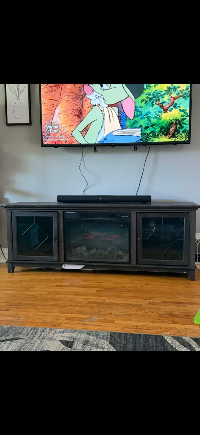 Dark Wood Electric Fireplace TV Stand