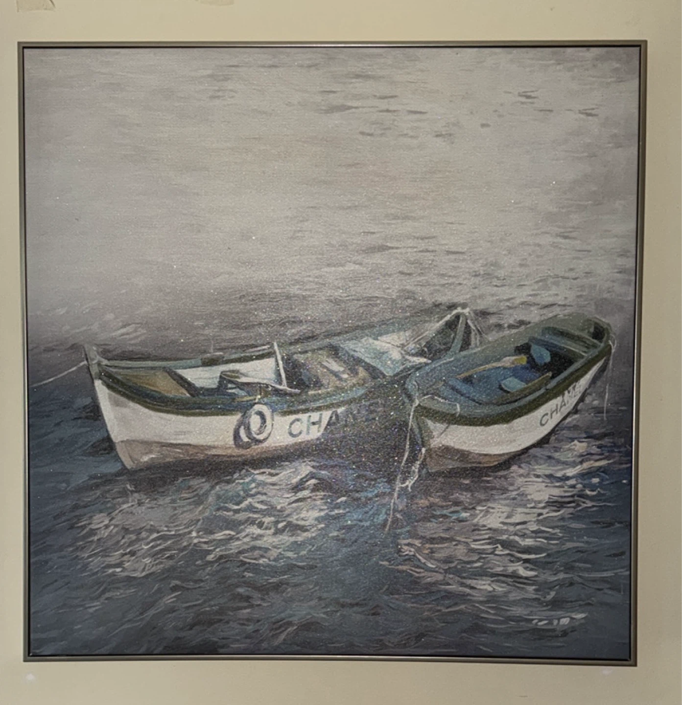 Framed “Chanel” Painting of Two Boats