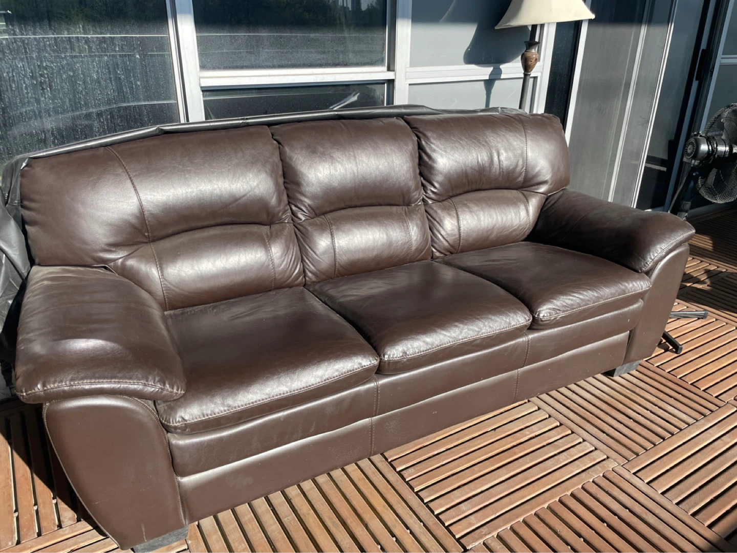 Brown Leather Sofa - photo 3