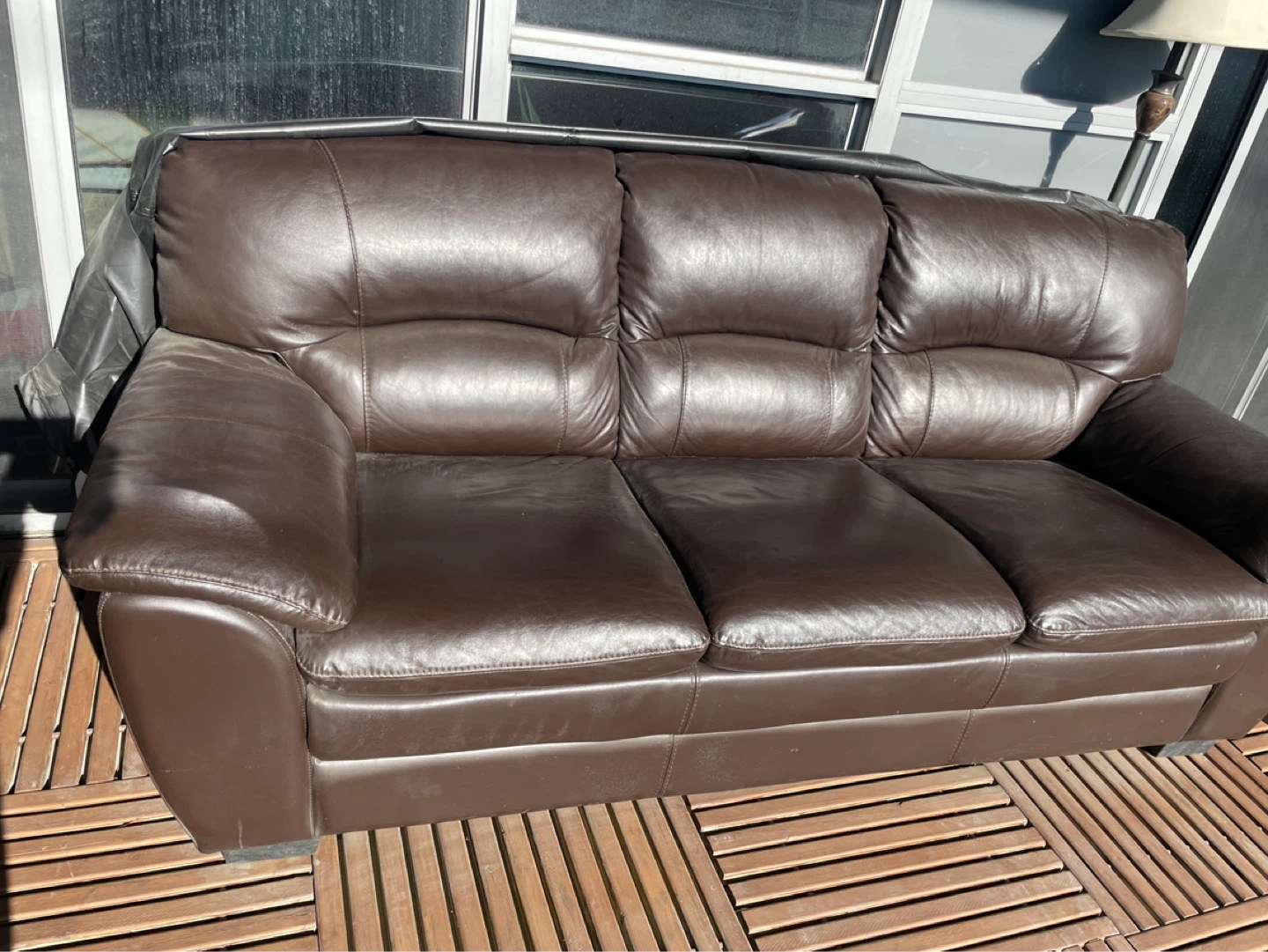 Brown Leather Sofa - photo 2