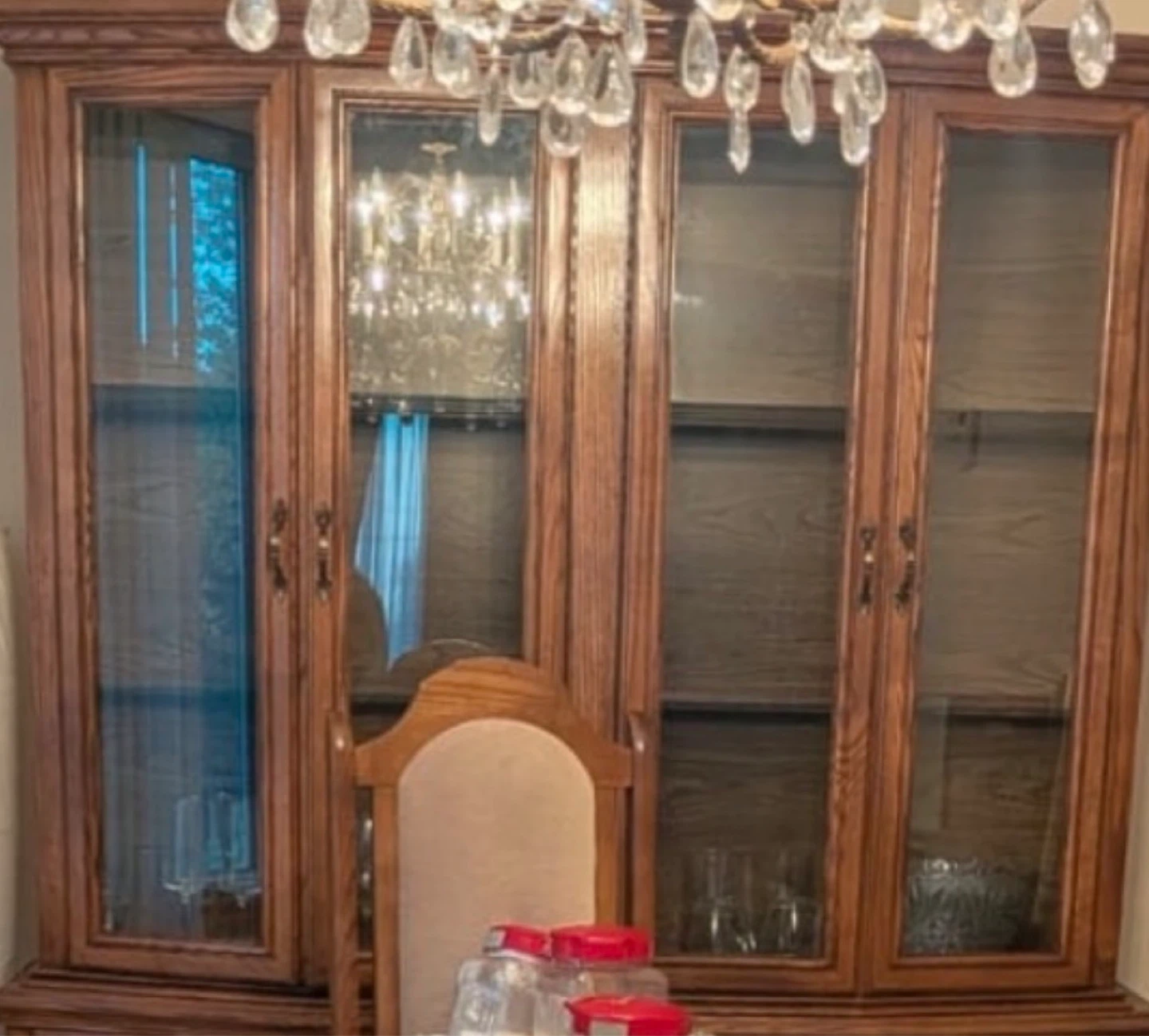 Solid Wood Dining Table and Hutch Set - photo 2