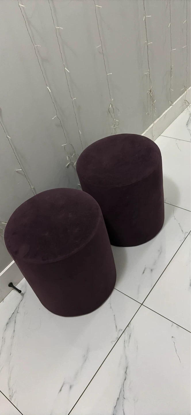 Pair of Velvet Ottomans