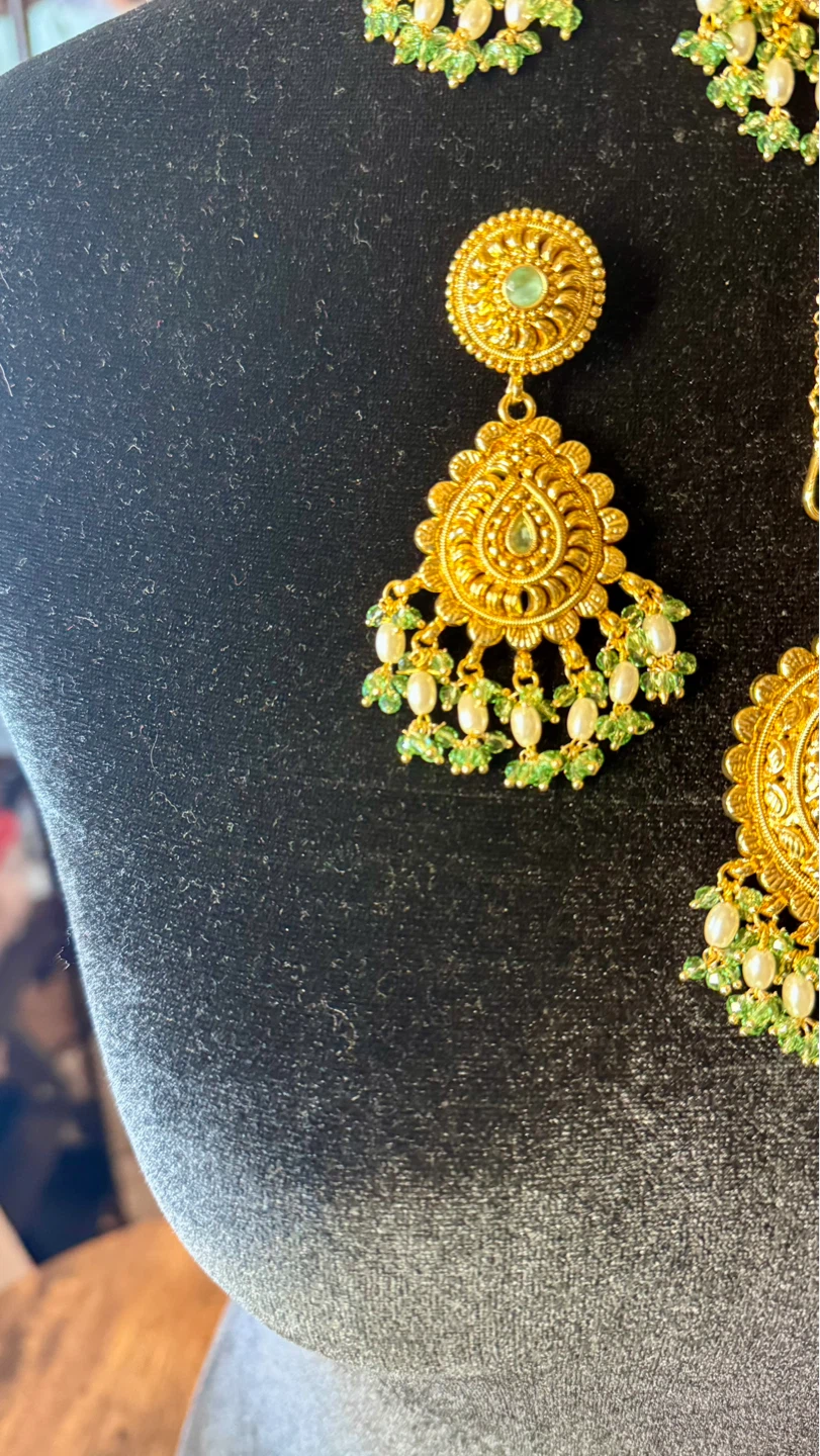 Mint bridal gold plated choker set - photo 4