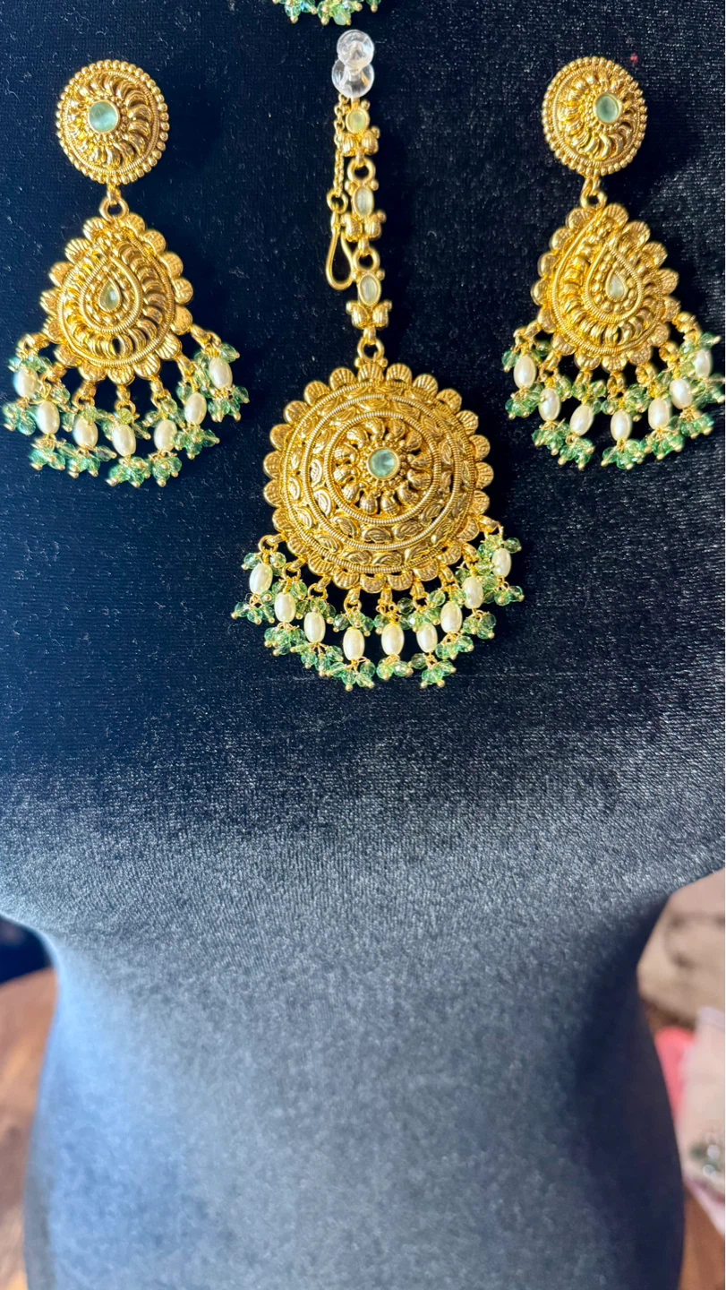 Mint bridal gold plated choker set - photo 3