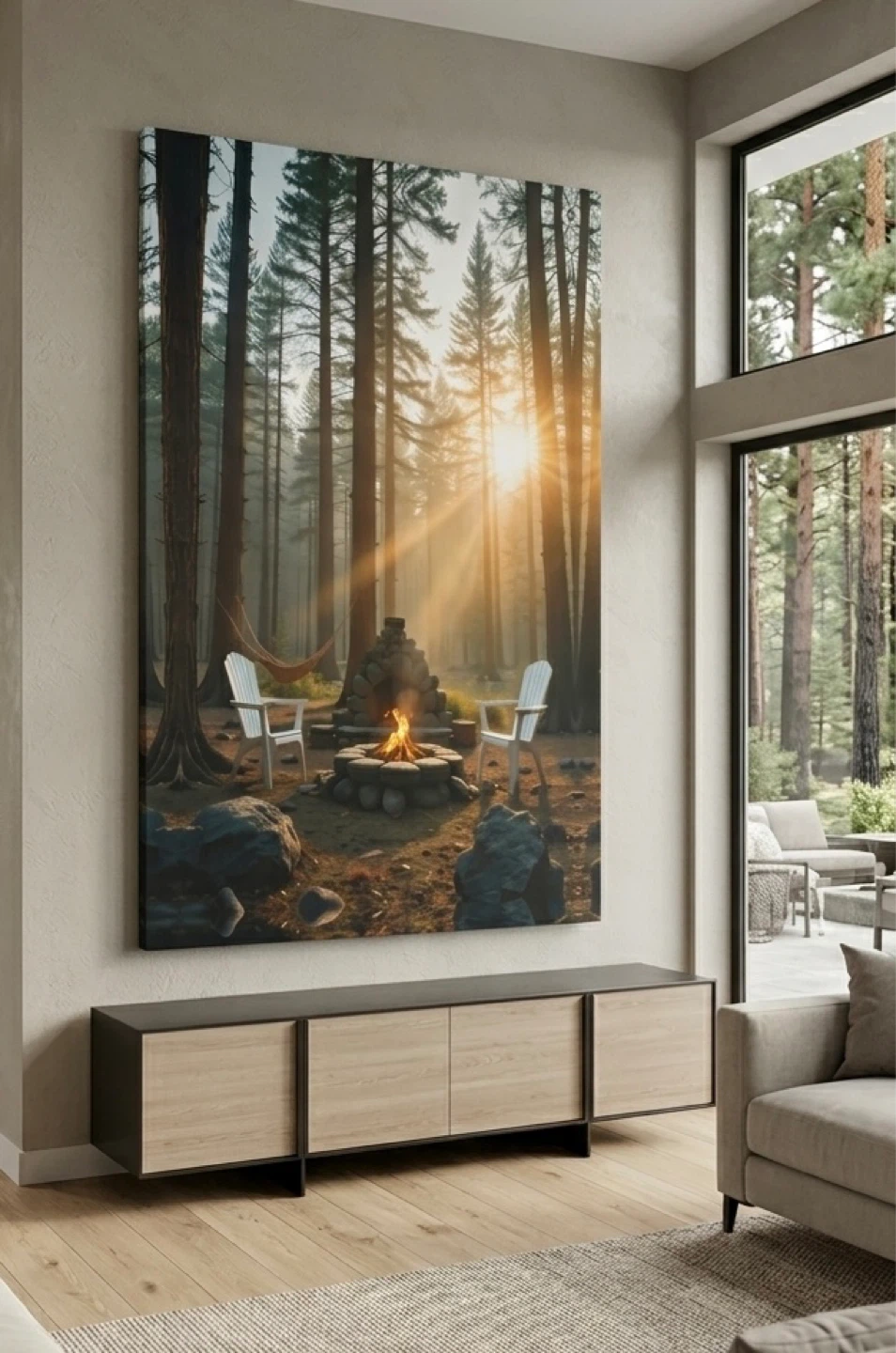 Canvas Wall Art - Forest Campfire Scene
