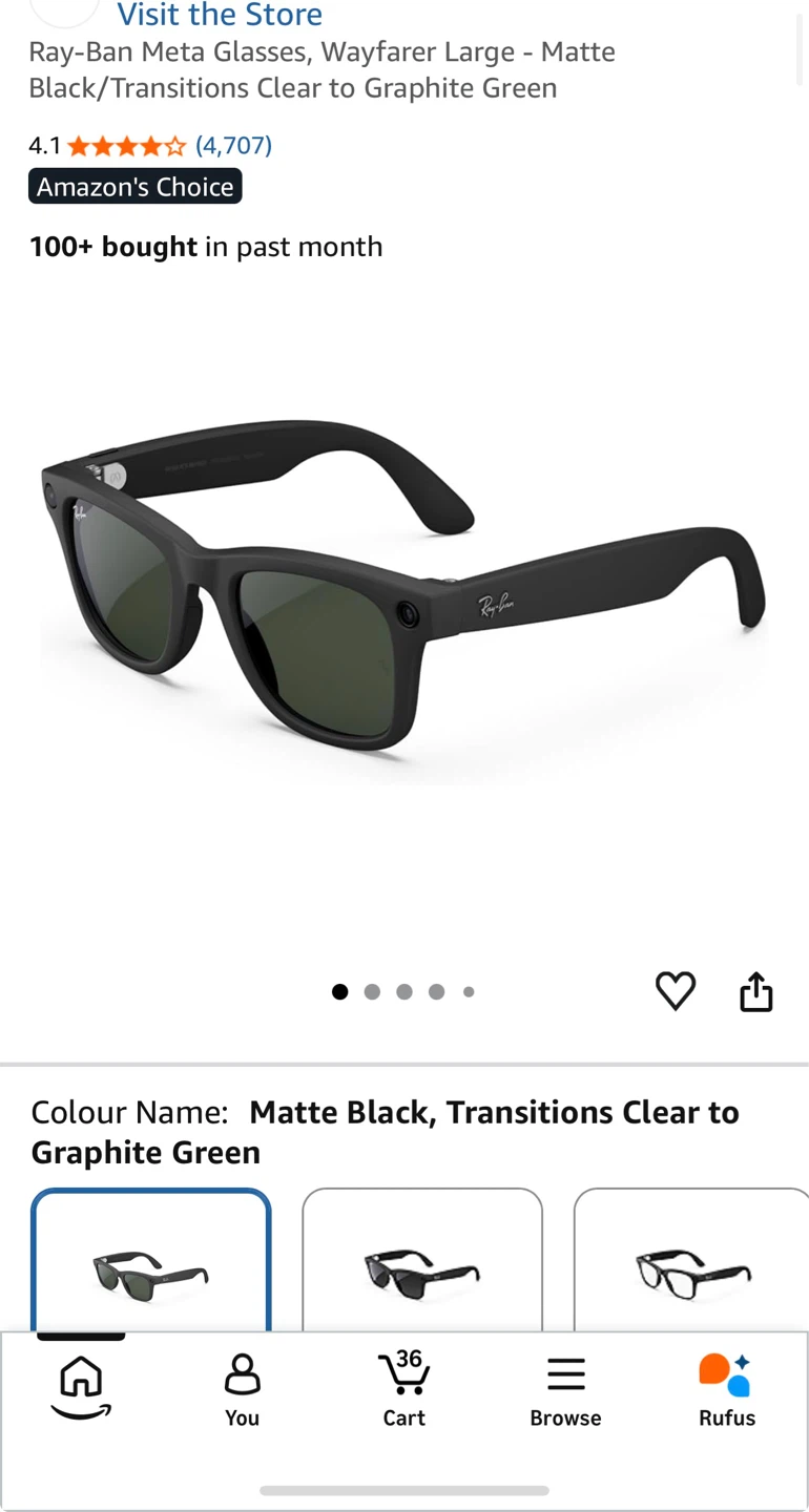 New and sealed Ray-Ban Meta Wayfarer Sunglasses - Matte Black