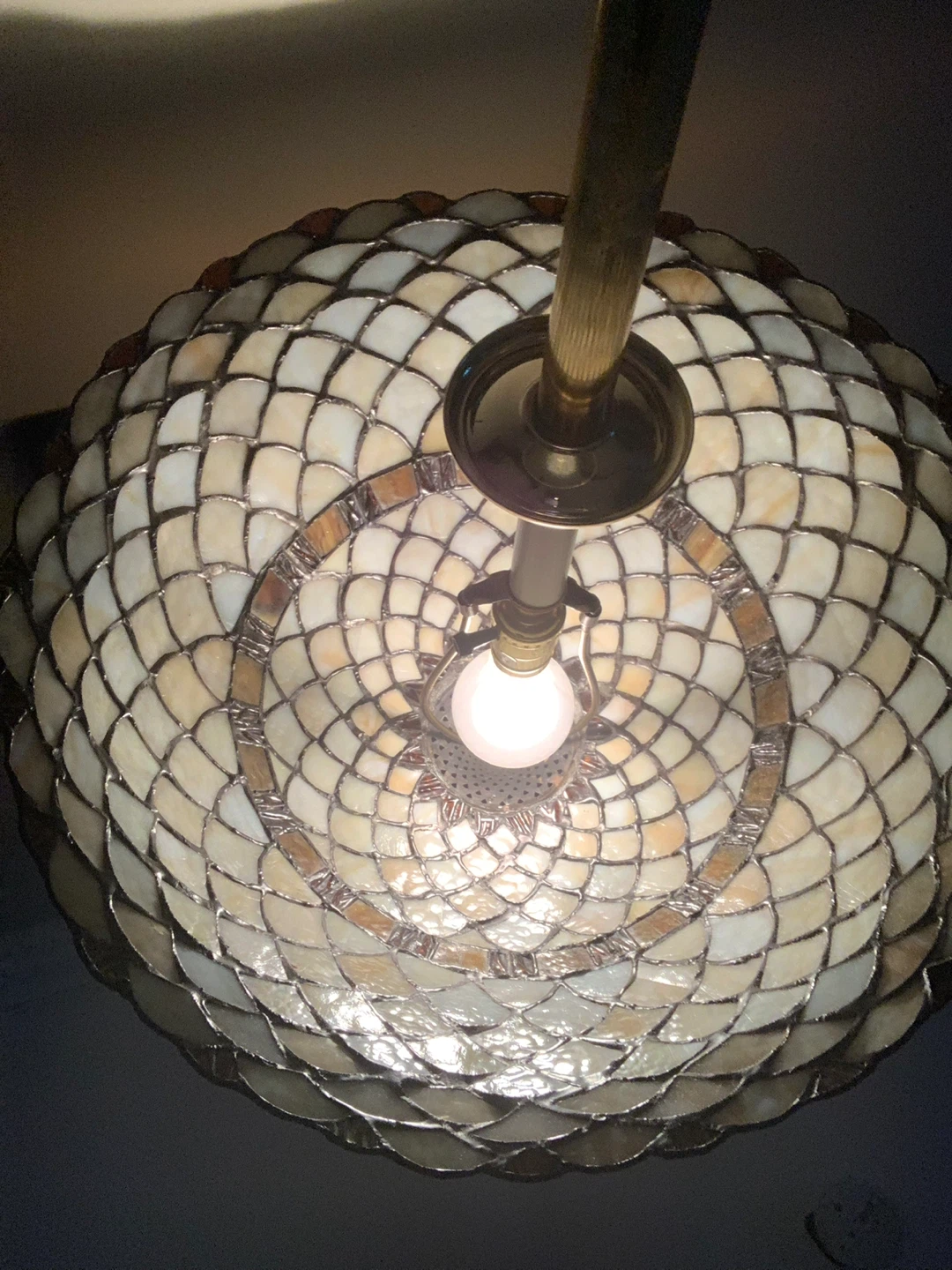 Tiffany Style Floor Lamp with Glass Shade and Side Table - photo 4