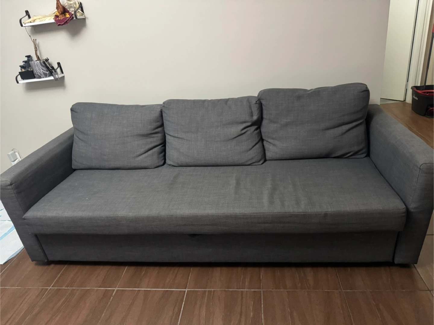 Grey Sofa Bed with 3 Cushions - photo 2