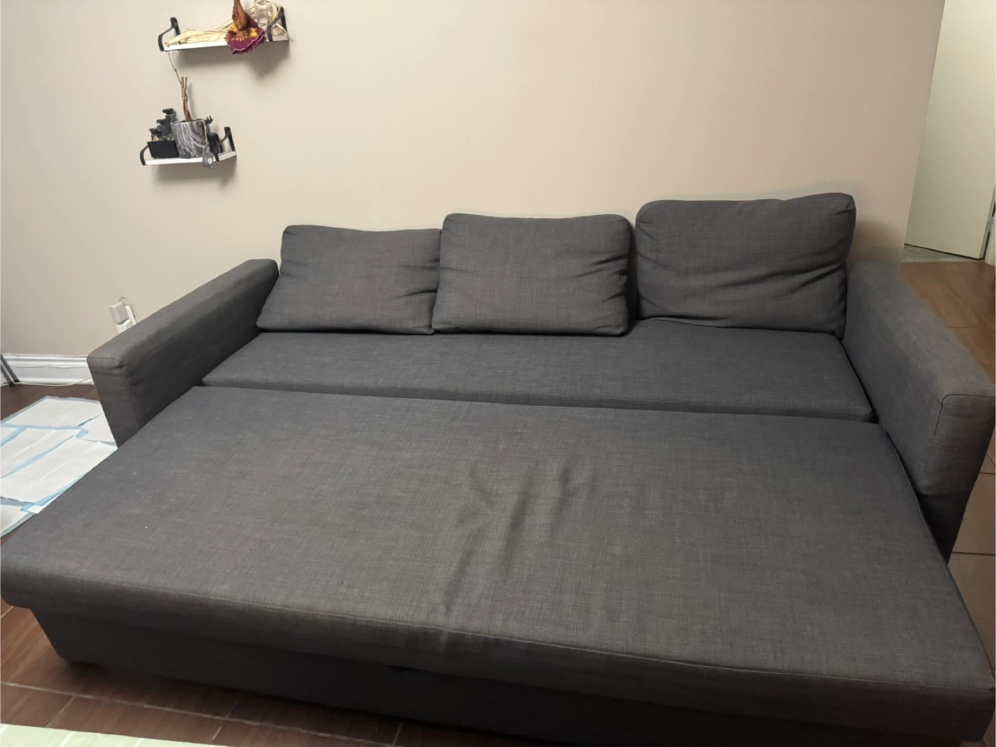 Grey Sofa Bed with 3 Cushions