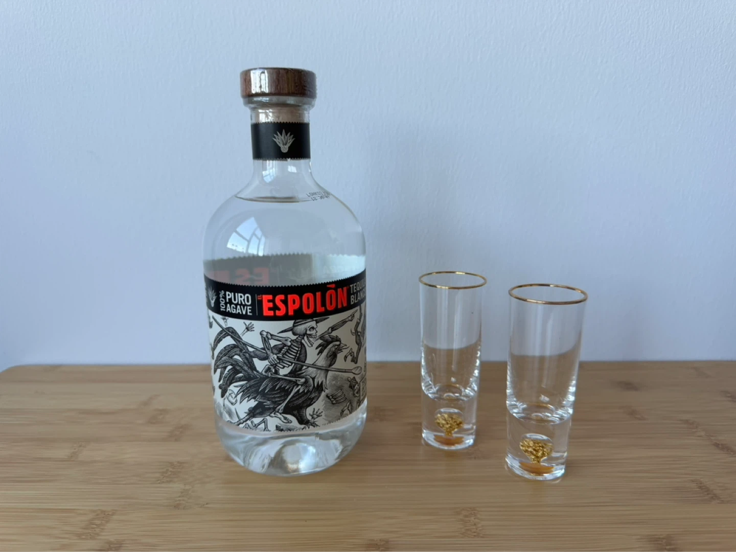 Espolon Blanco Tequila Bottle with 2 Shot Glasses