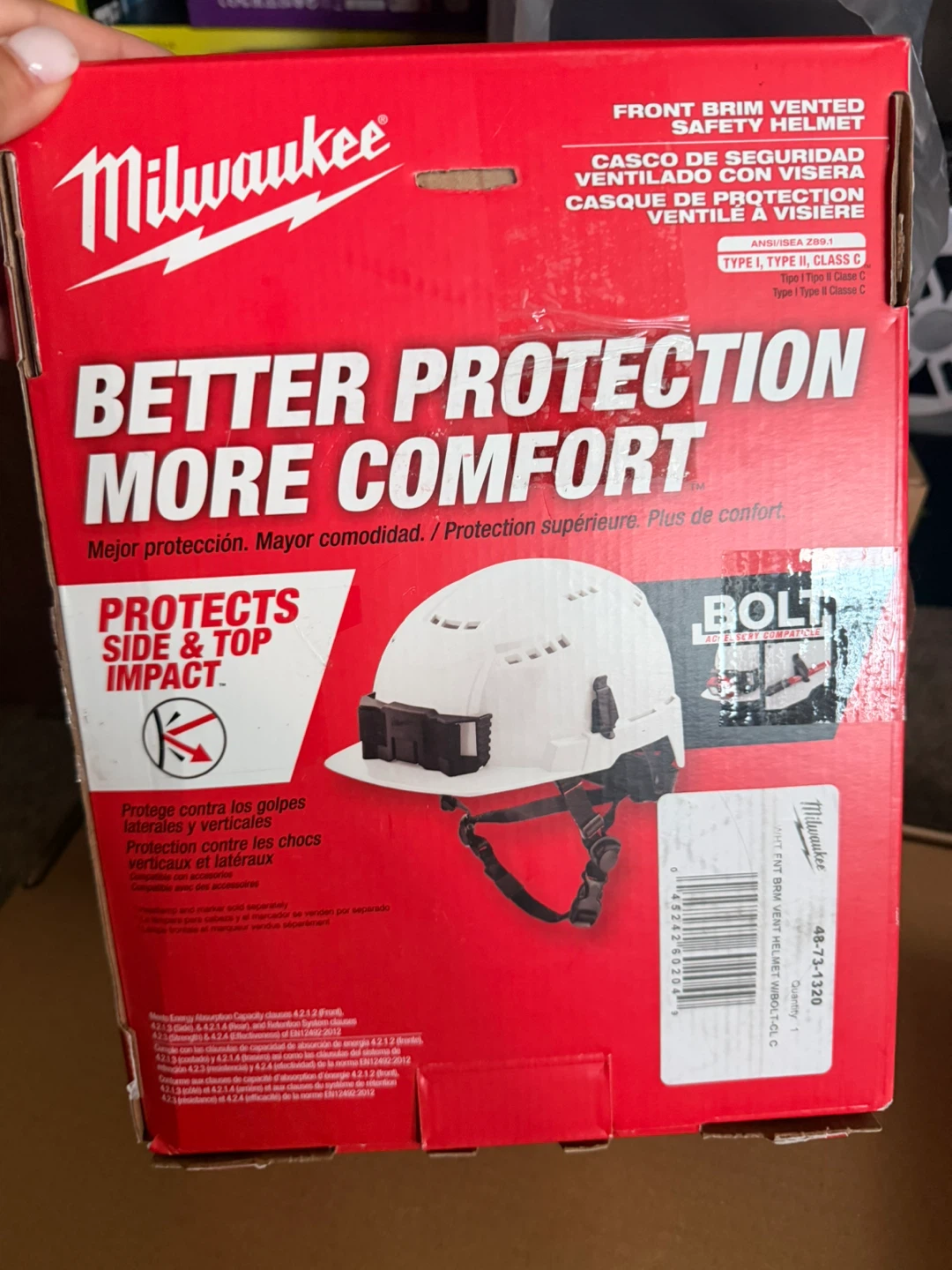 Milwaukee BOLT Front Vented White Type 2 Class C Safety Helmet - photo 3