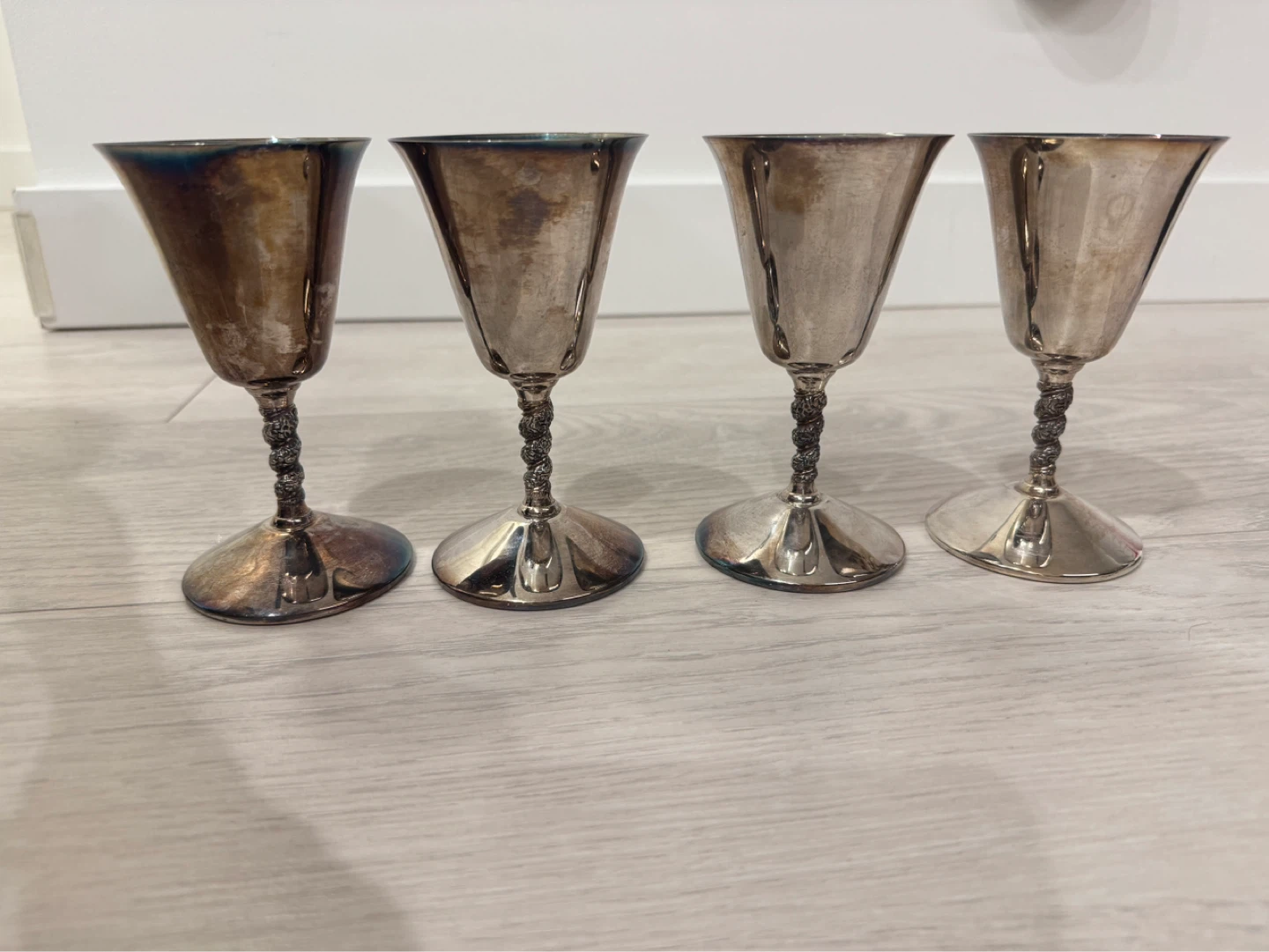 Vintage Silver-Plated Goblets (Set of 4)
