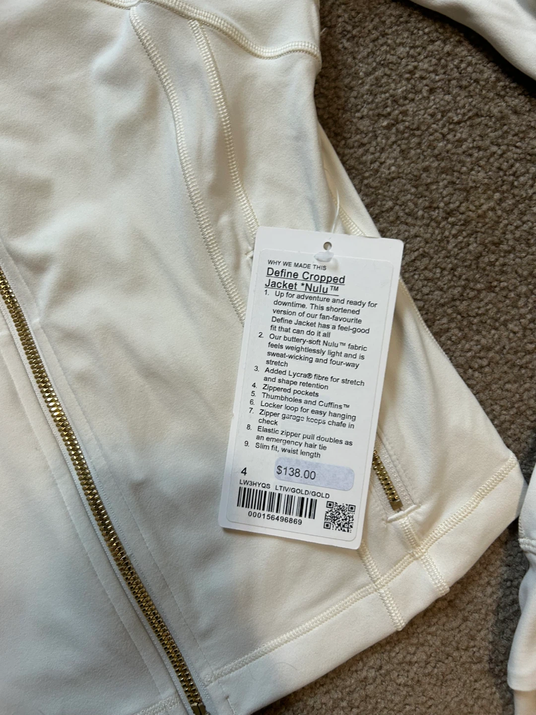 Lululemon Define Cropped Jacket Nulu Size 4