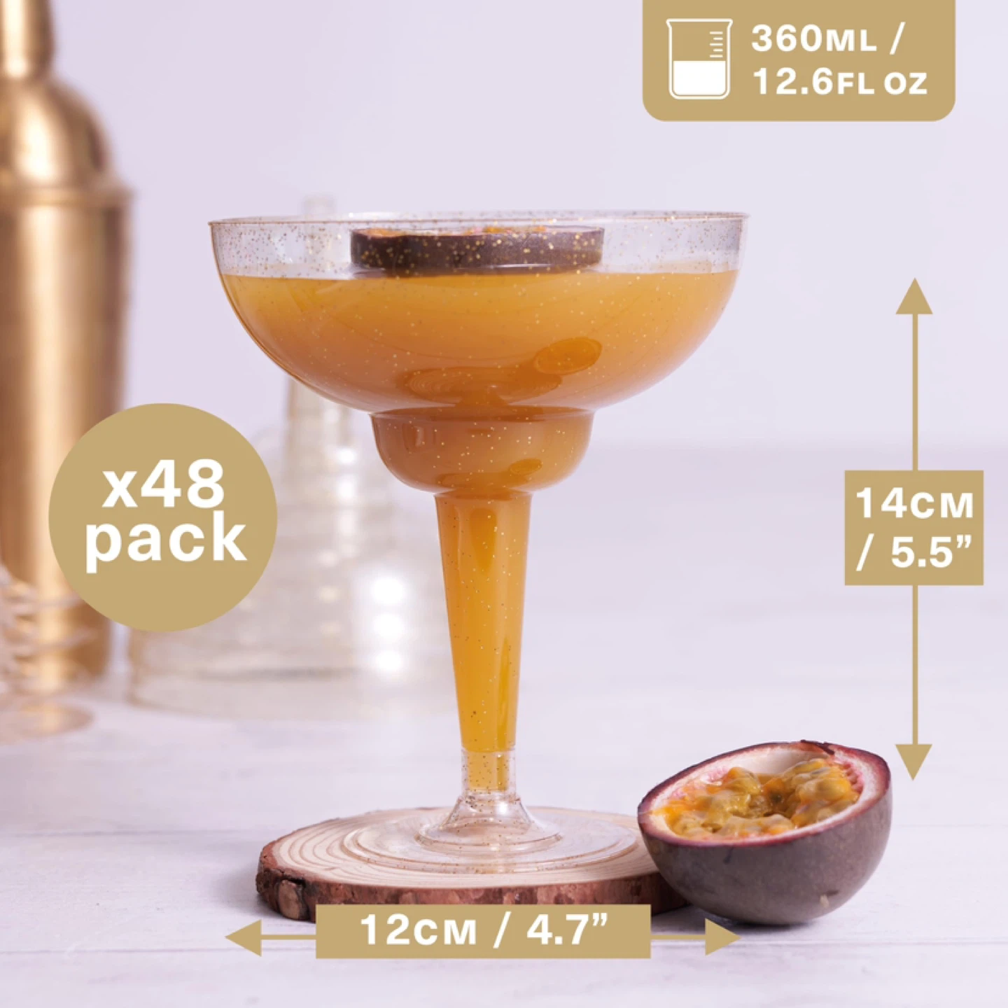 MATANA 48 Elegant Plastic Margarita Cocktail Glasses - photo 2