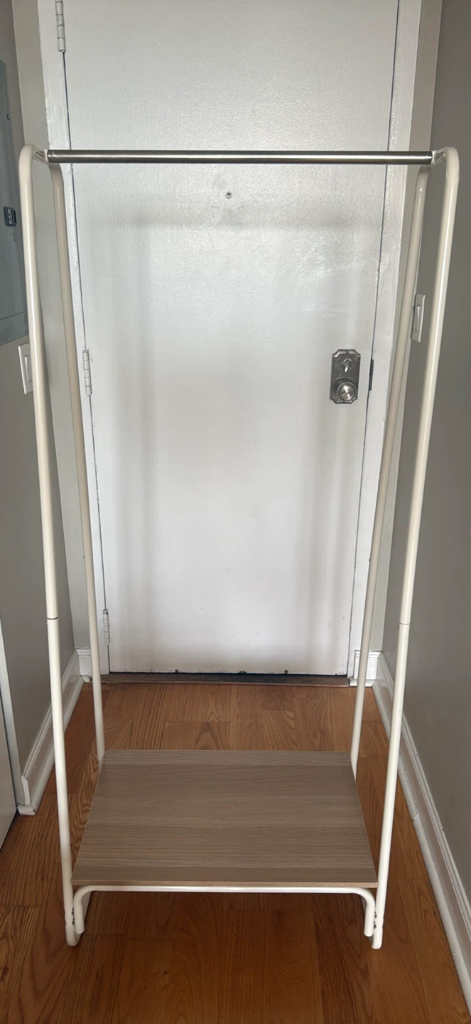 Metal Garment Rack with Wood Shelf