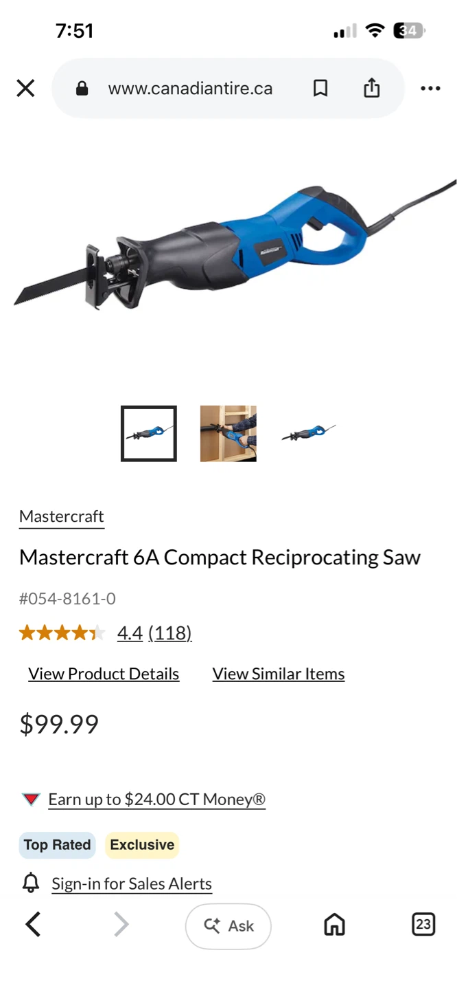 Mastercraft 6A Compact Reciprocating Saw - photo 3