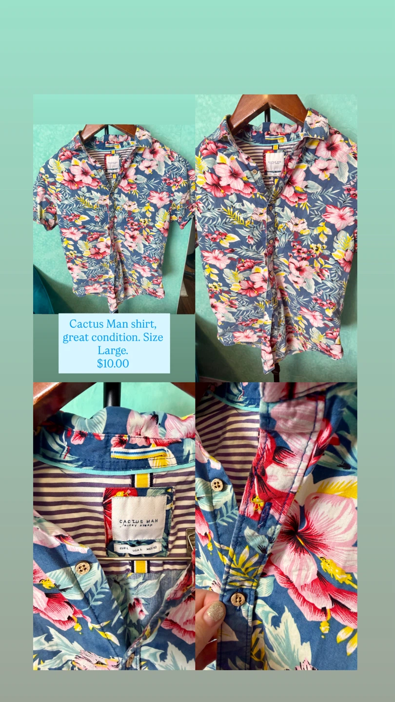 Cactus Man floral short sleeve shirt - Size L