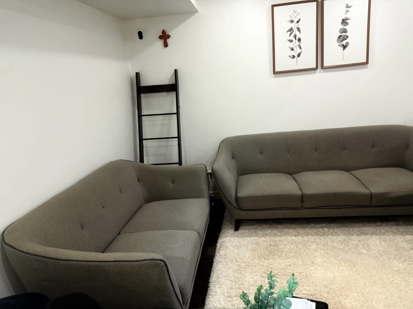 Grey Fabric Loveseat and Armchair Set